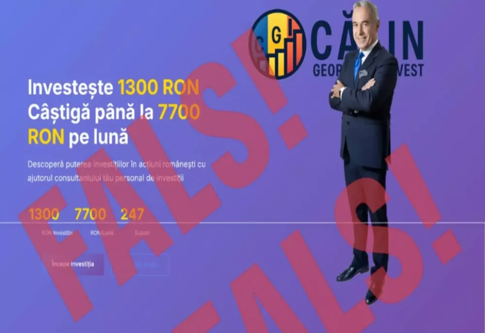 NUMELE ȘI IMAGINEA LUI CĂLIN GEORGESCU, FOLOSITE ILEGAL, ÎN SCOPURI FINANCIARE
