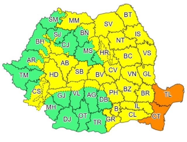 Cod galben de ploi in județul Valcea