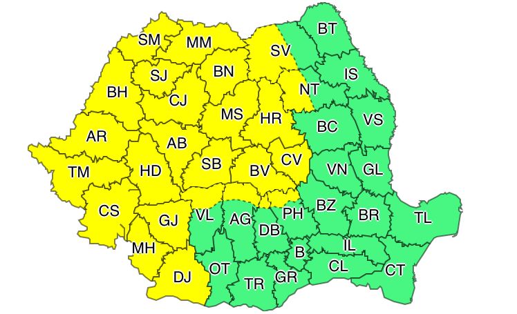 Atenționare meteorologica in Județul Valcea