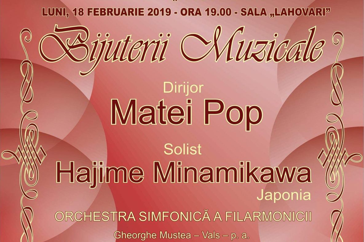 "Bijuterii muzicale”, luni seara, la Filarmonica vâlceană. Solist: Hajime Minamikawa, Japonia