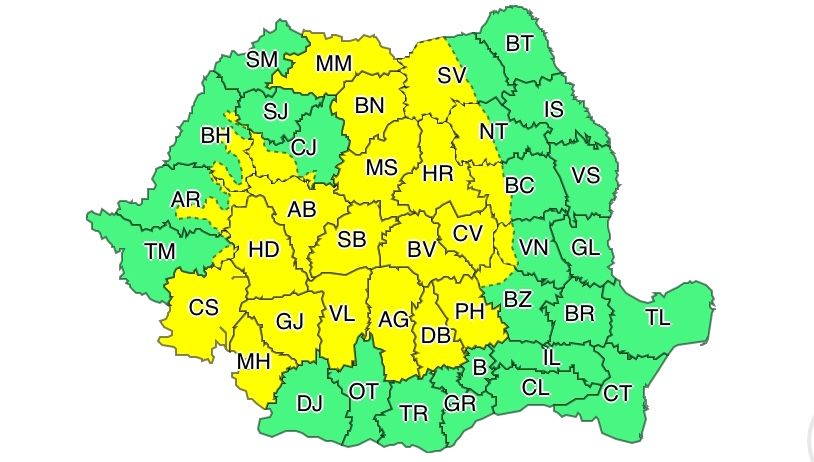 Vâlcea, aflată sub atenţionare de ploi