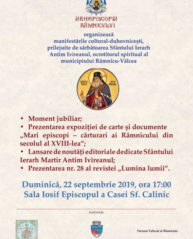 Evenimentele dedicate ocrotitorului spiritual al Râmnicului vor debuta astăzi