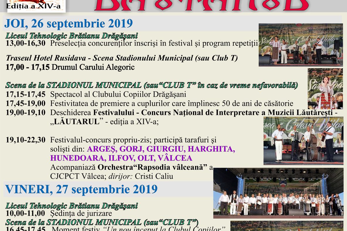 Festivalul "Lăutarul", în weekend la Drăgășani !