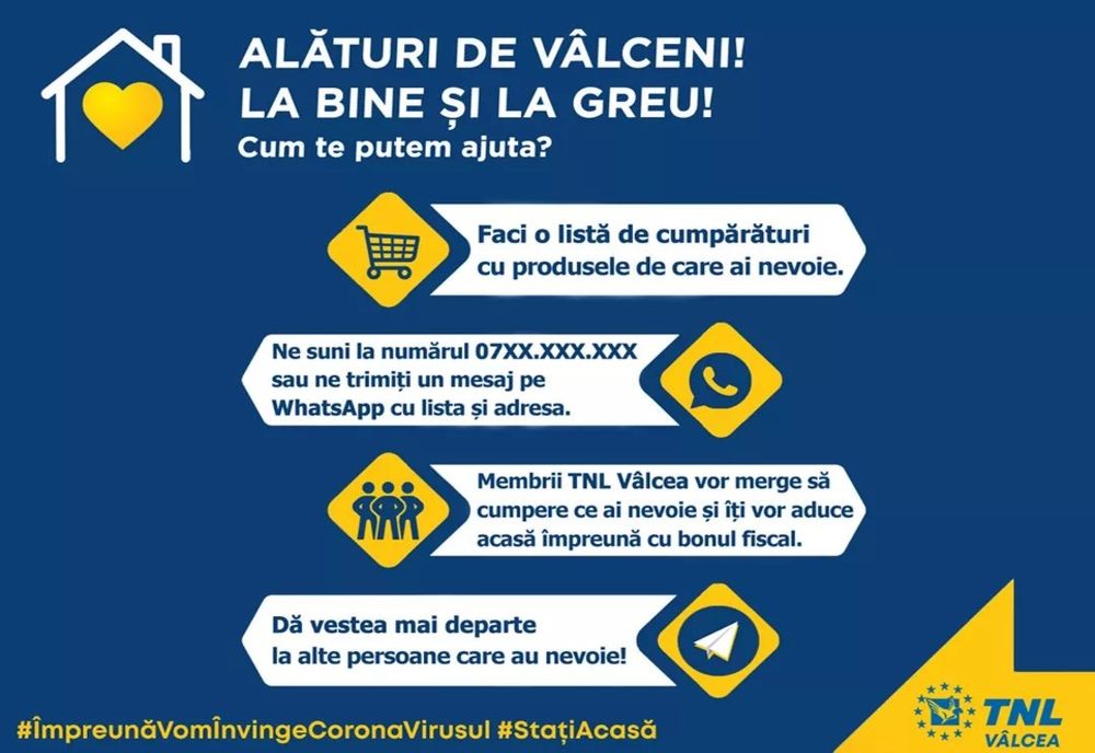 Tineri voluntari, asigură cumpărăturile pentru vâlcenii vulnerabili