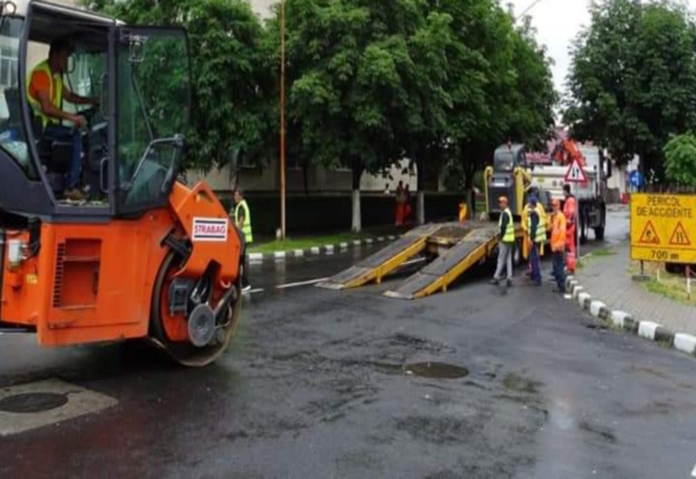 Lucrări pe strada Mihai Eminescu, din Râmnicu Vâlcea