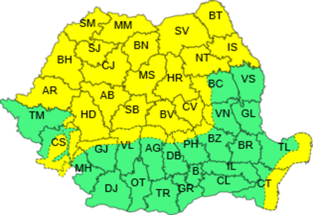 Avertizare cod galben de vânt, începând din această dimineață