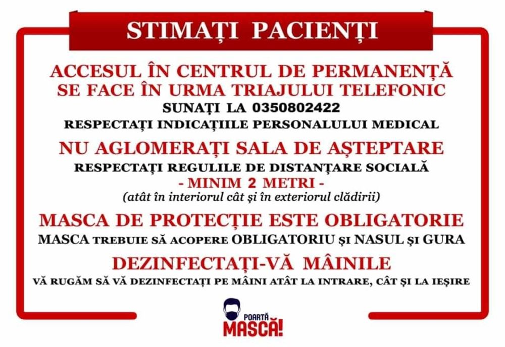 454 de pacienți au apelat la serviciile Centrului de Permanenţă din Râmnicu Vâlcea, pe durata stării de urgență