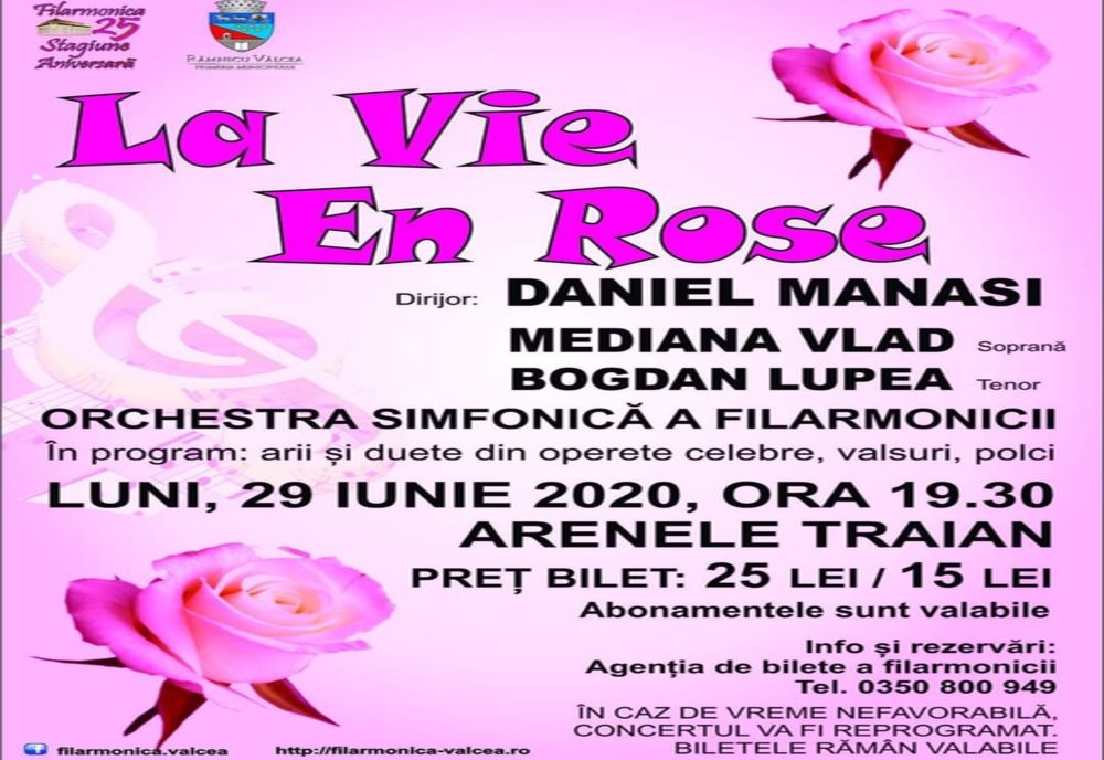 La vie en rose, spectacol prezentat de filarmonica din Râmnicu Vâlcea