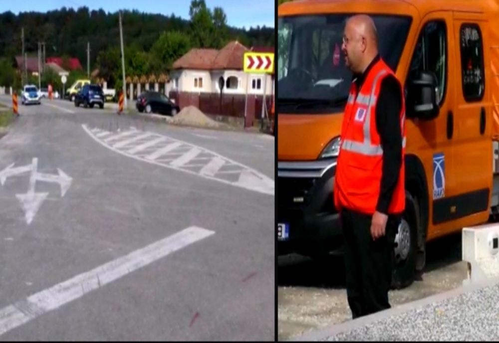 Sens giratoriu la intersecția DN 67 cu drumul județean care duce la Băile Govora