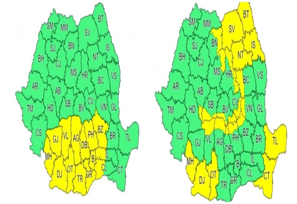 Cod Galben de ninsori, ploi şi vânt, în mai multe judeţe din ţară